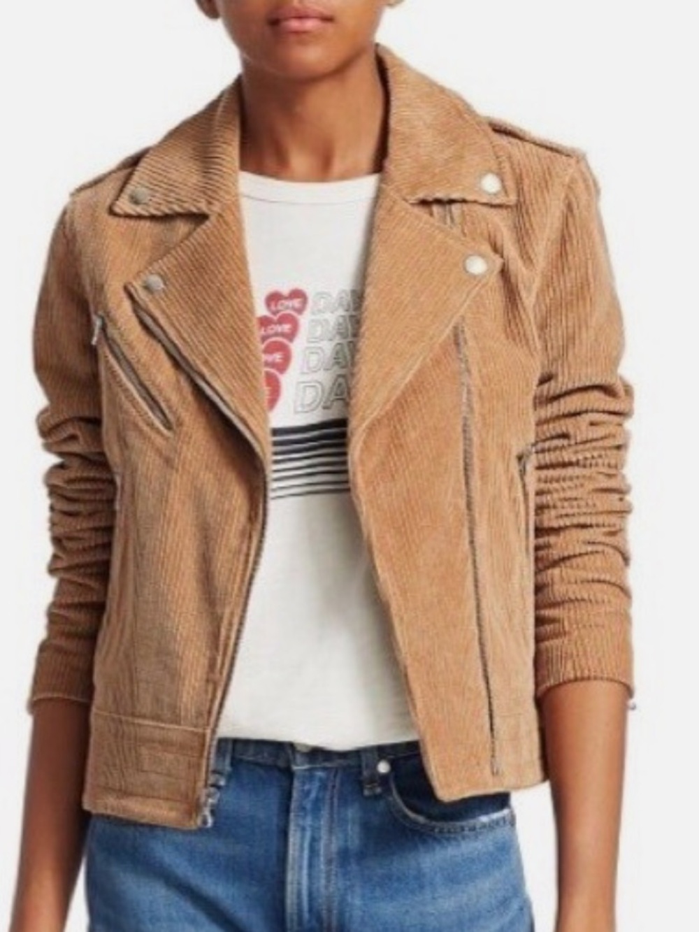 RAG & BONE Mercer Corduroy Moto Camel Cropped Jacket Womens Size XS *NEW* $495